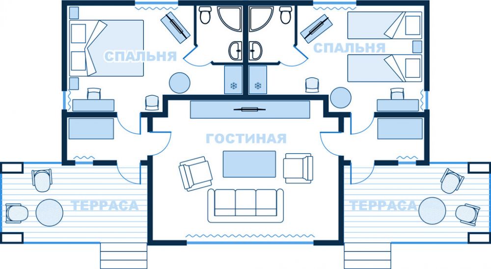 3-комнатный 4-х местный номер в коттедже 