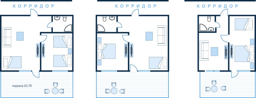 3-х местный номер 2-х комнатный  