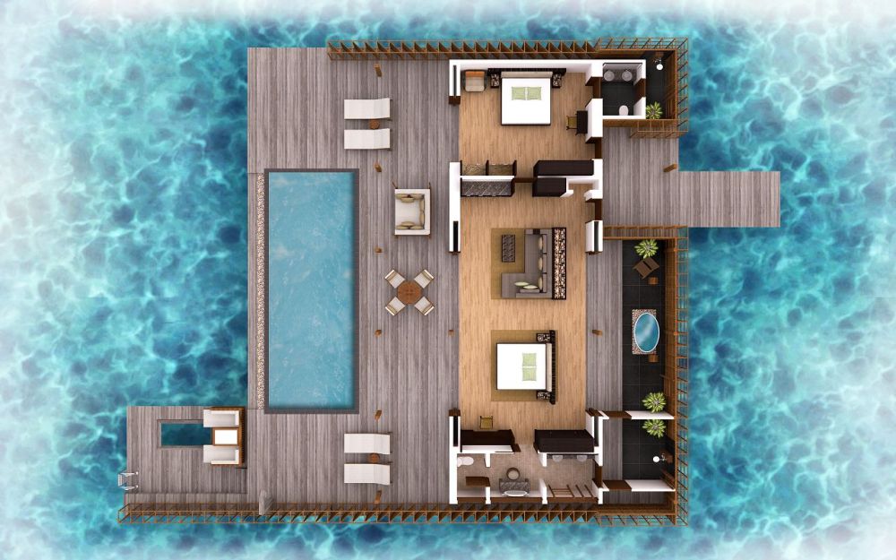 Ocean Pool Residence Double Bedroom, Kudaddoo Maldives Private Island DELUXE 5*