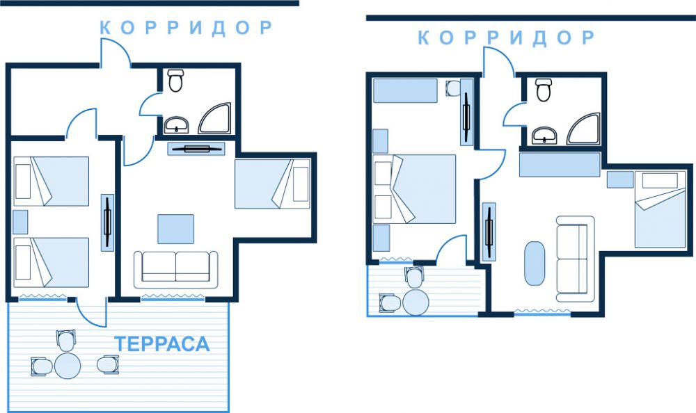 3-х местный номер 2-х комнатный  